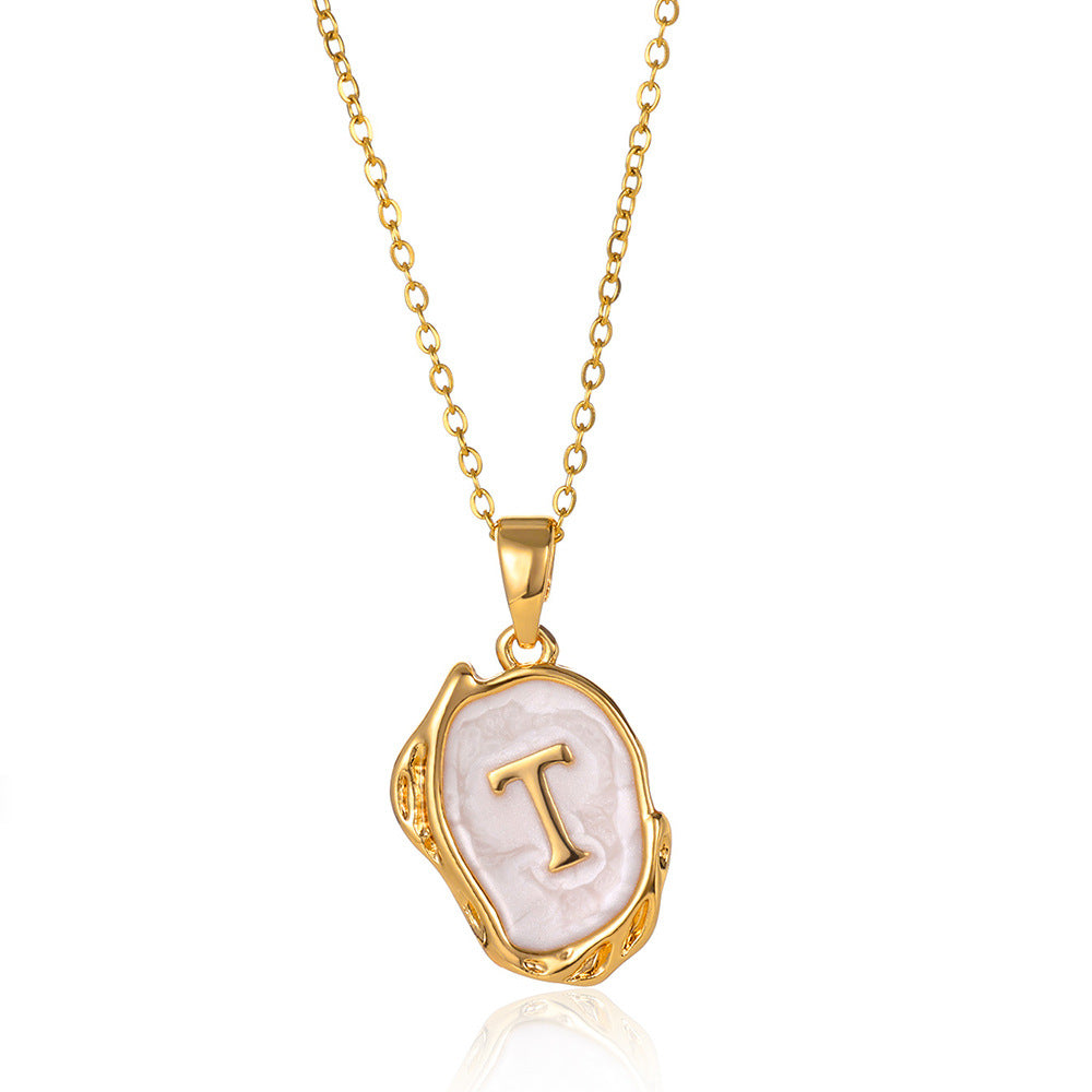 Tri-Dimensional Initial Droplet Charm Necklace - Sparkssy