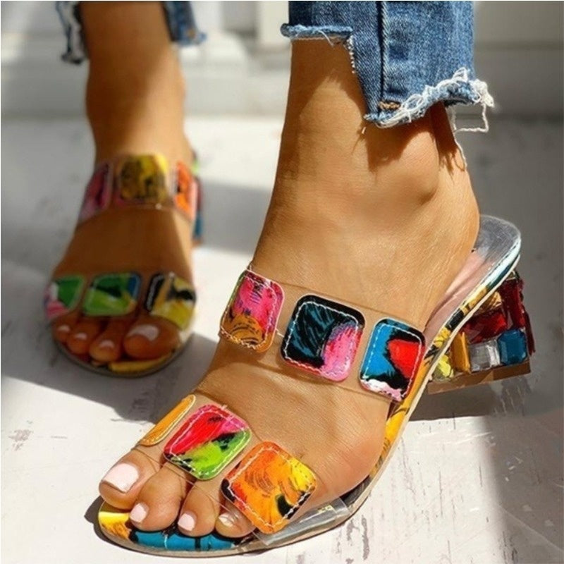 Lola Mosaic Art Heel Sandals - Sparkssy