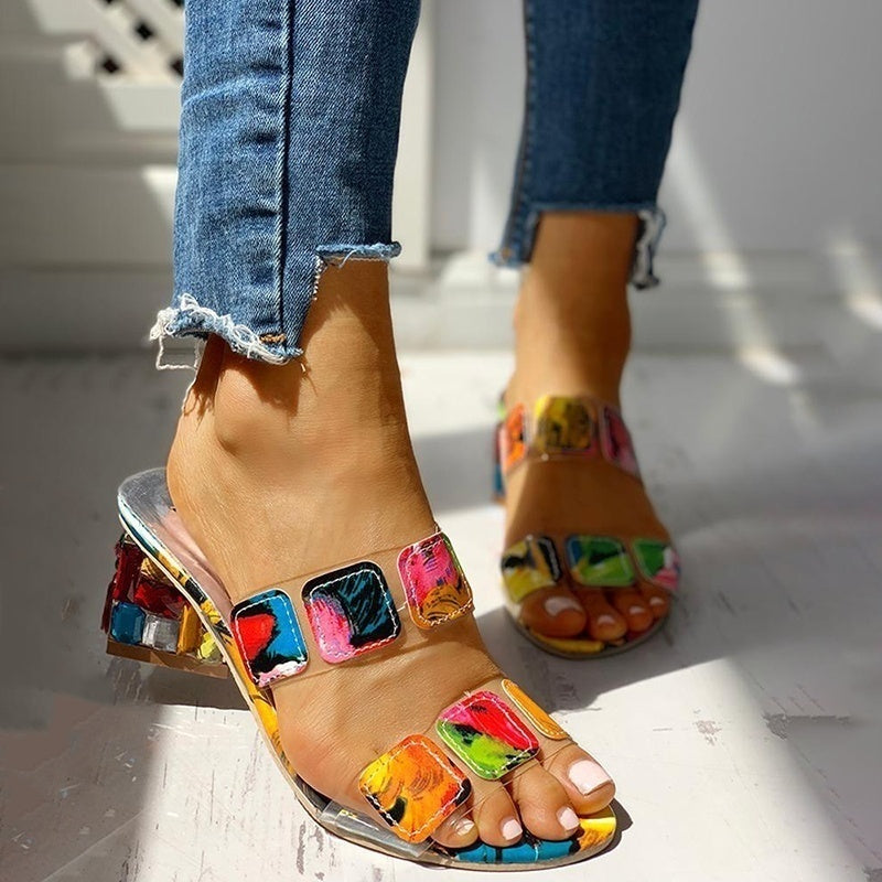 Lola Mosaic Art Heel Sandals - Sparkssy