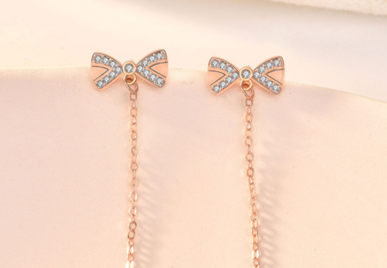 Bowknot Tassel Stud Earrings - Sparkssy