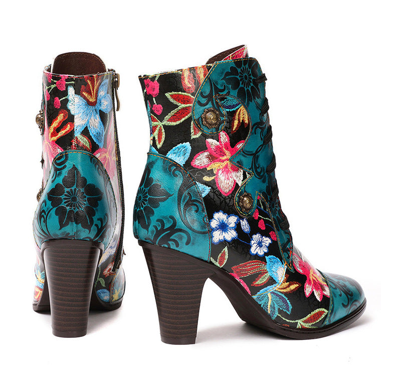 Viviana Floral Tapestry Boots - Sparkssy