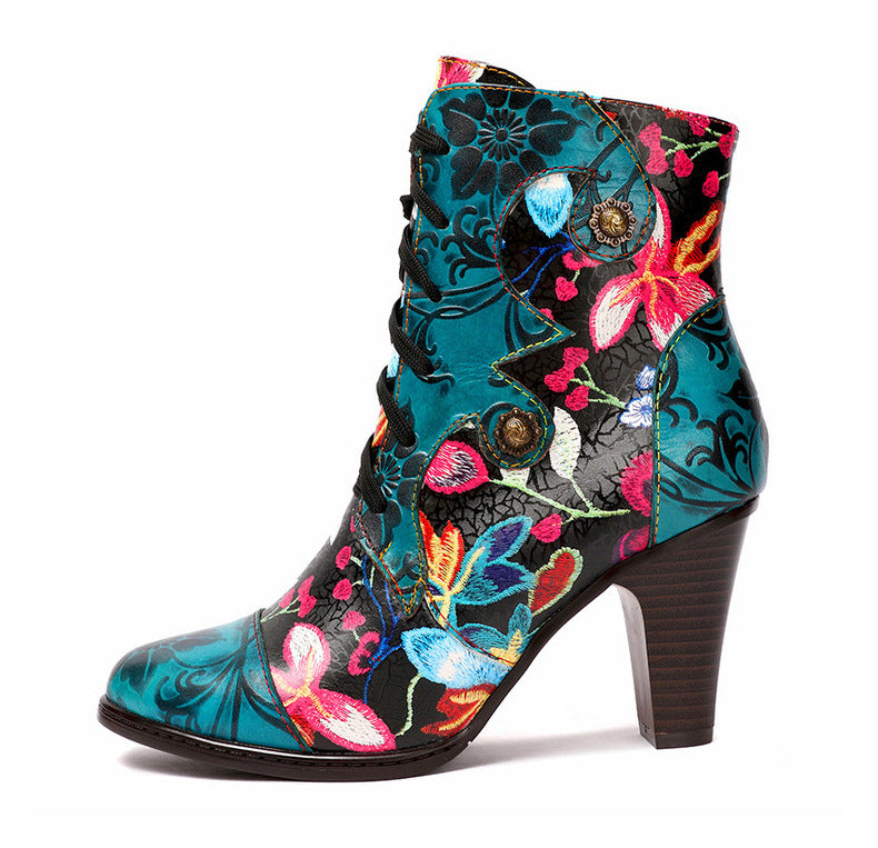 Viviana Floral Tapestry Boots - Sparkssy