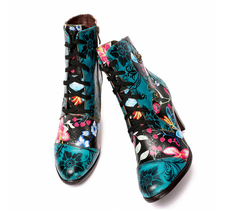 Viviana Floral Tapestry Boots - Sparkssy