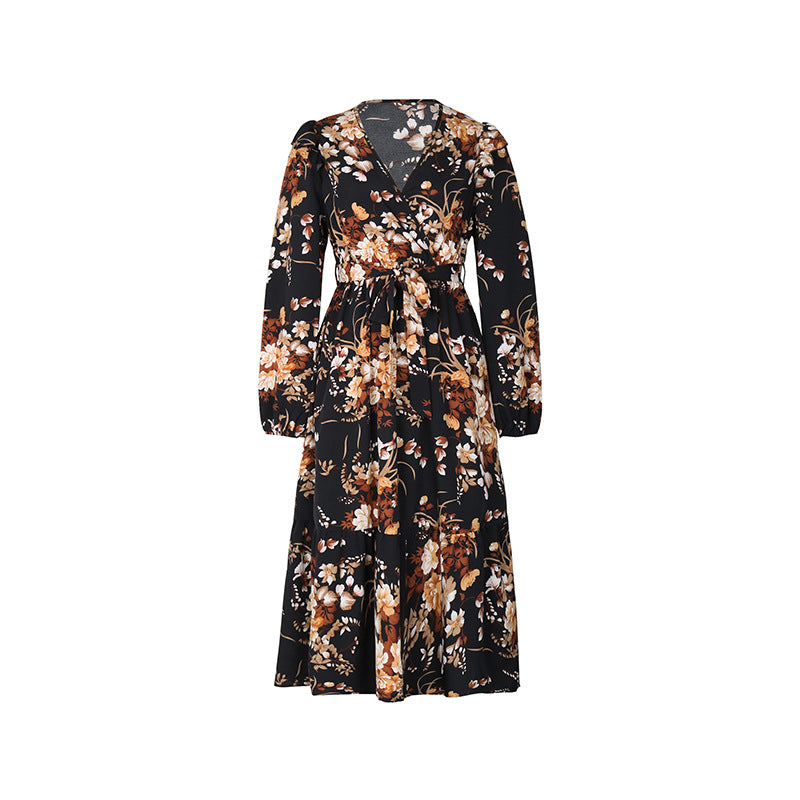 Women's European And American Printing Autumn Dress - Sparkssy