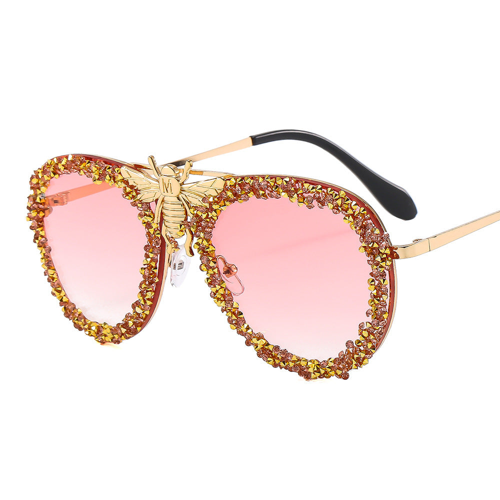 Bee Sunglasses Diamond Retro Metal - Sparkssy