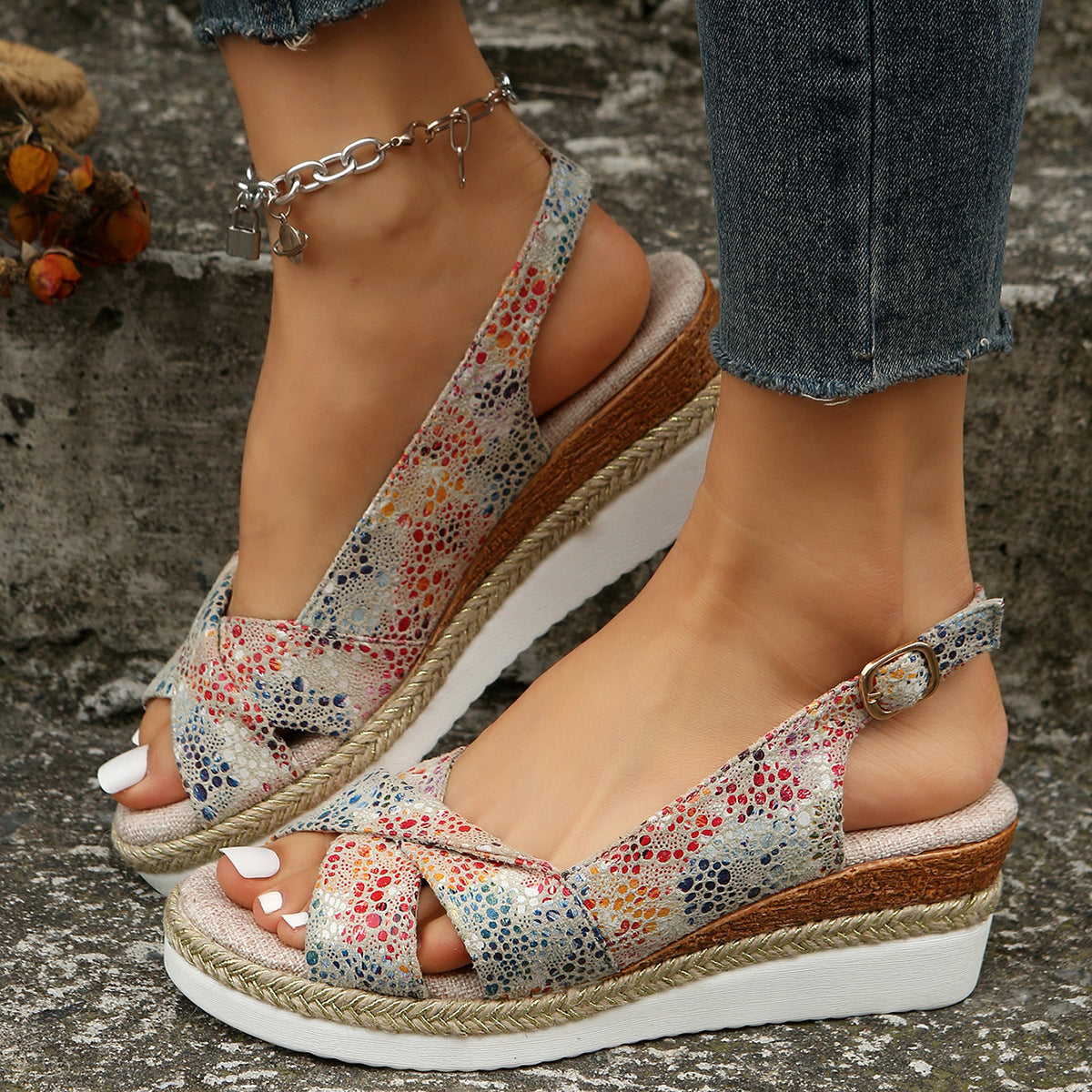 Mosaic Summer Wedges - Sparkssy