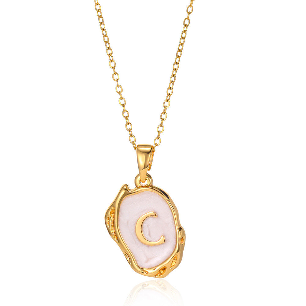 Tri-Dimensional Initial Droplet Charm Necklace - Sparkssy