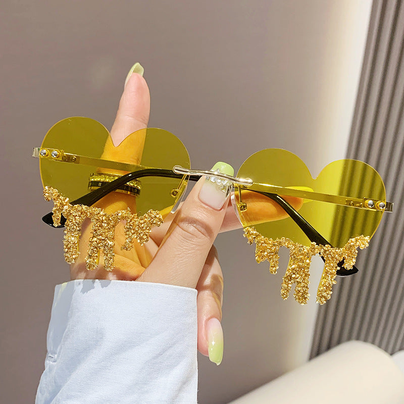 Rhinestone Frameless Fun Photography Sunglasses High-end Sense - Sparkssy