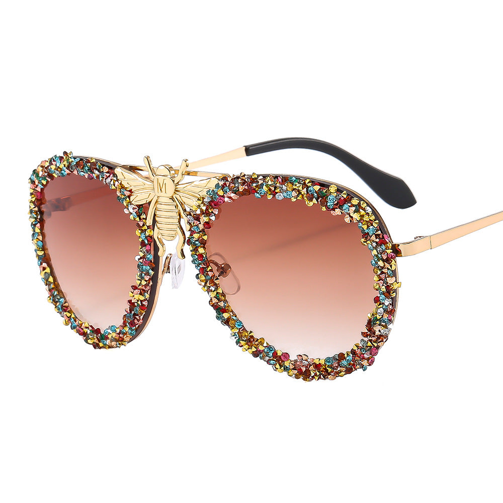 Bee Sunglasses Diamond Retro Metal - Sparkssy