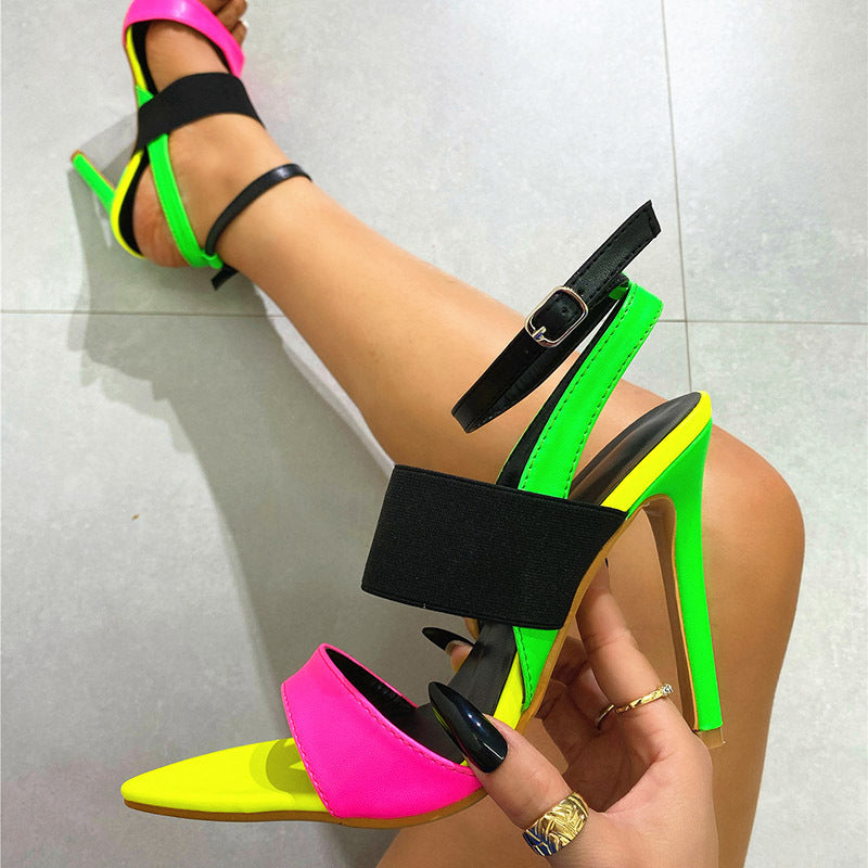 Gianna Neon Contrast Stilettos - Sparkssy