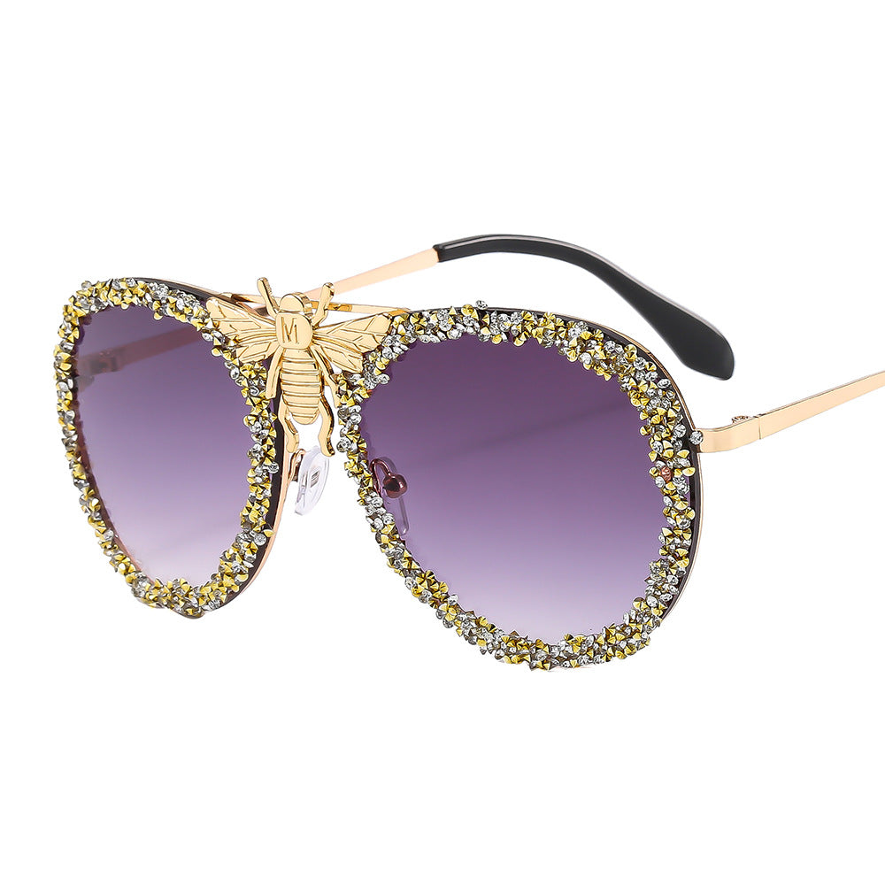 Bee Sunglasses Diamond Retro Metal - Sparkssy