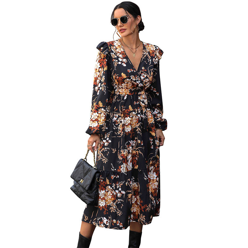 Women's European And American Printing Autumn Dress - Sparkssy