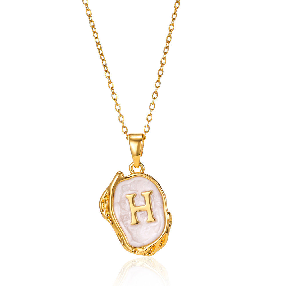 Tri-Dimensional Initial Droplet Charm Necklace - Sparkssy