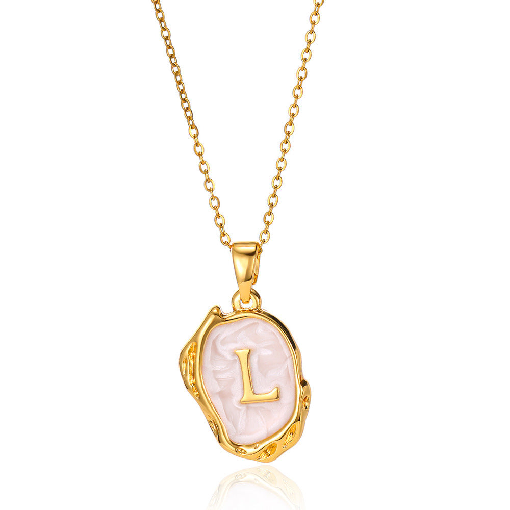 Tri-Dimensional Initial Droplet Charm Necklace - Sparkssy