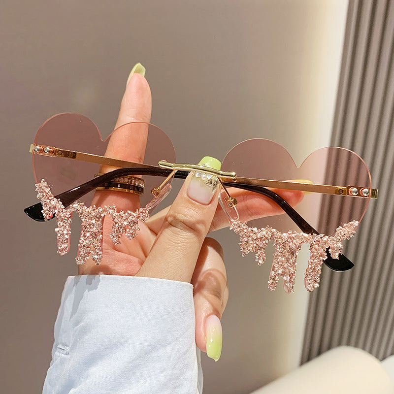 Rhinestone Frameless Fun Photography Sunglasses High-end Sense - Sparkssy