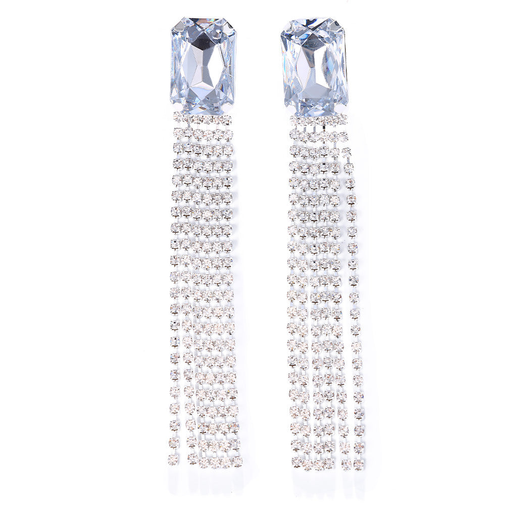 Cascading Crystal Tassel Earrings - Sparkssy