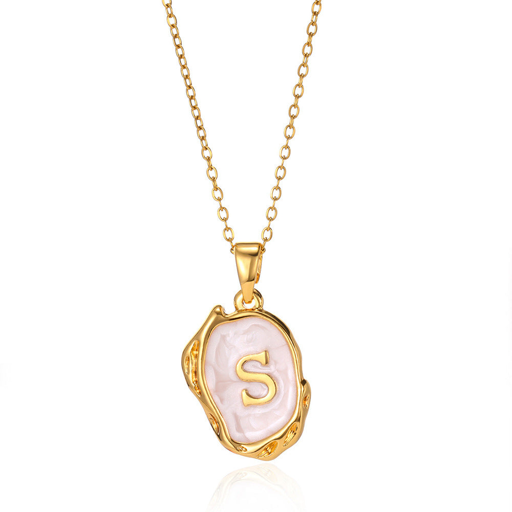 Tri-Dimensional Initial Droplet Charm Necklace - Sparkssy