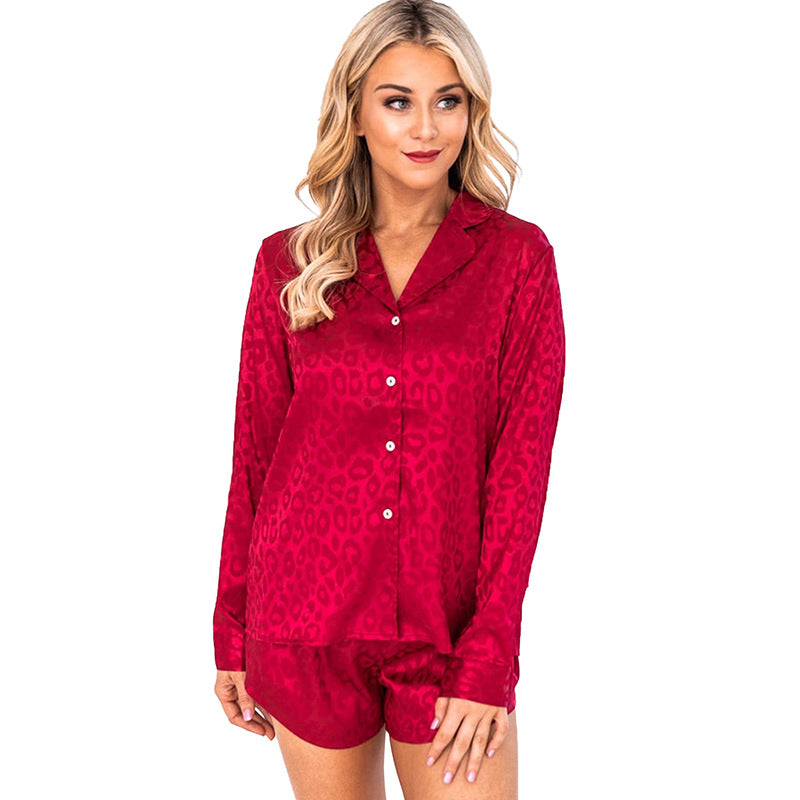 Lapel Long Sleeve Shorts Pajamas For Women - Sparkssy