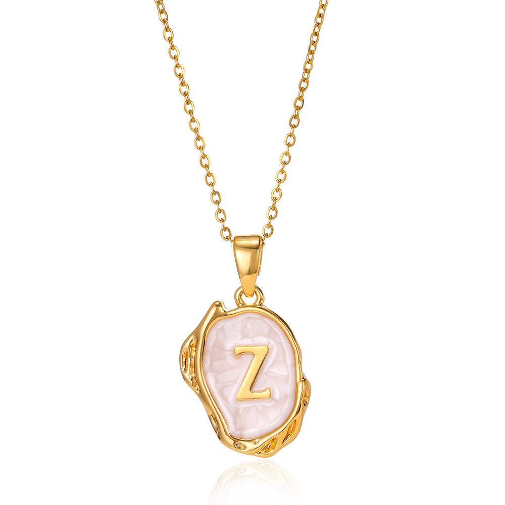 Tri-Dimensional Initial Droplet Charm Necklace - Sparkssy