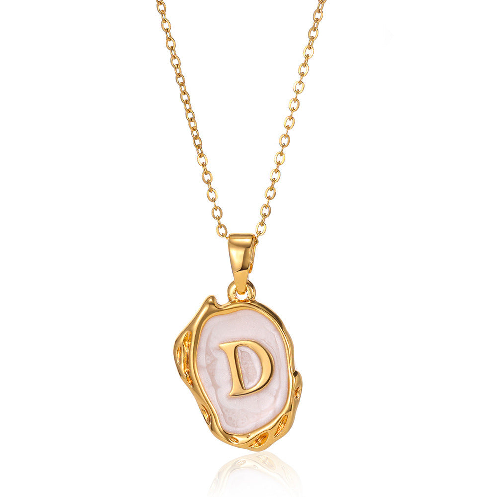 Tri-Dimensional Initial Droplet Charm Necklace - Sparkssy