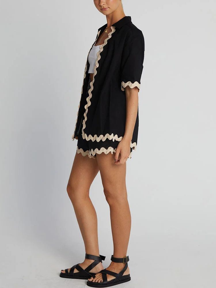 Summer Female Cardigan Short Sleeve Suit - Sparkssy