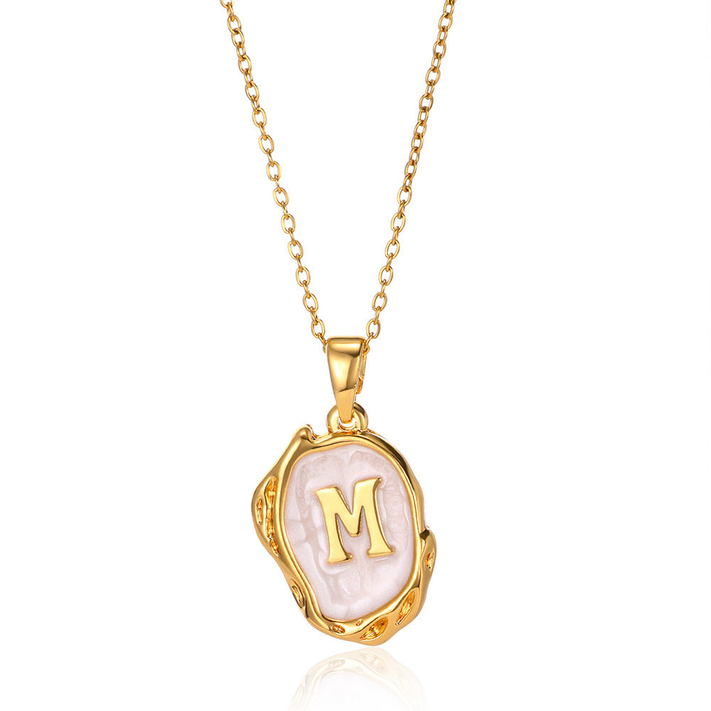 Tri-Dimensional Initial Droplet Charm Necklace - Sparkssy