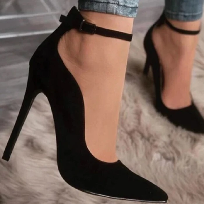 Sienna Suede Ankle Strap Pumps - Sparkssy