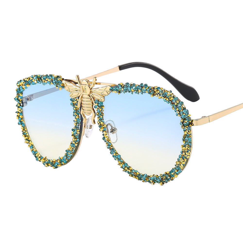 Bee Sunglasses Diamond Retro Metal - Sparkssy