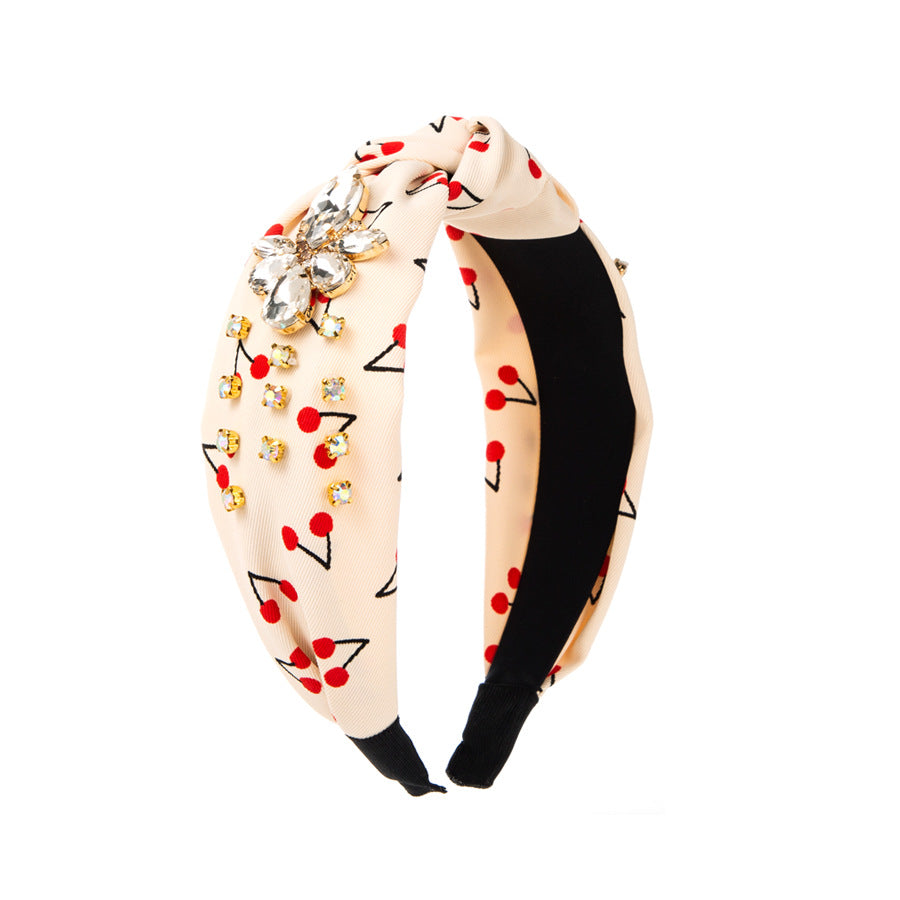 Cherry Print Mid-knot Headband Temperament Wild Headwear - Sparkssy