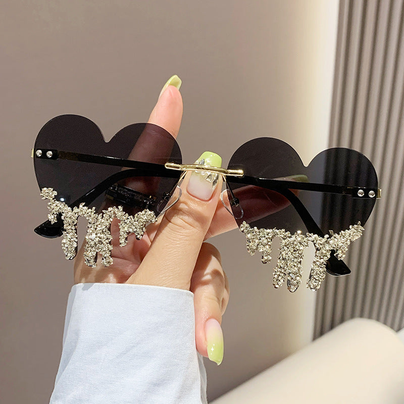 Rhinestone Frameless Fun Photography Sunglasses High-end Sense - Sparkssy