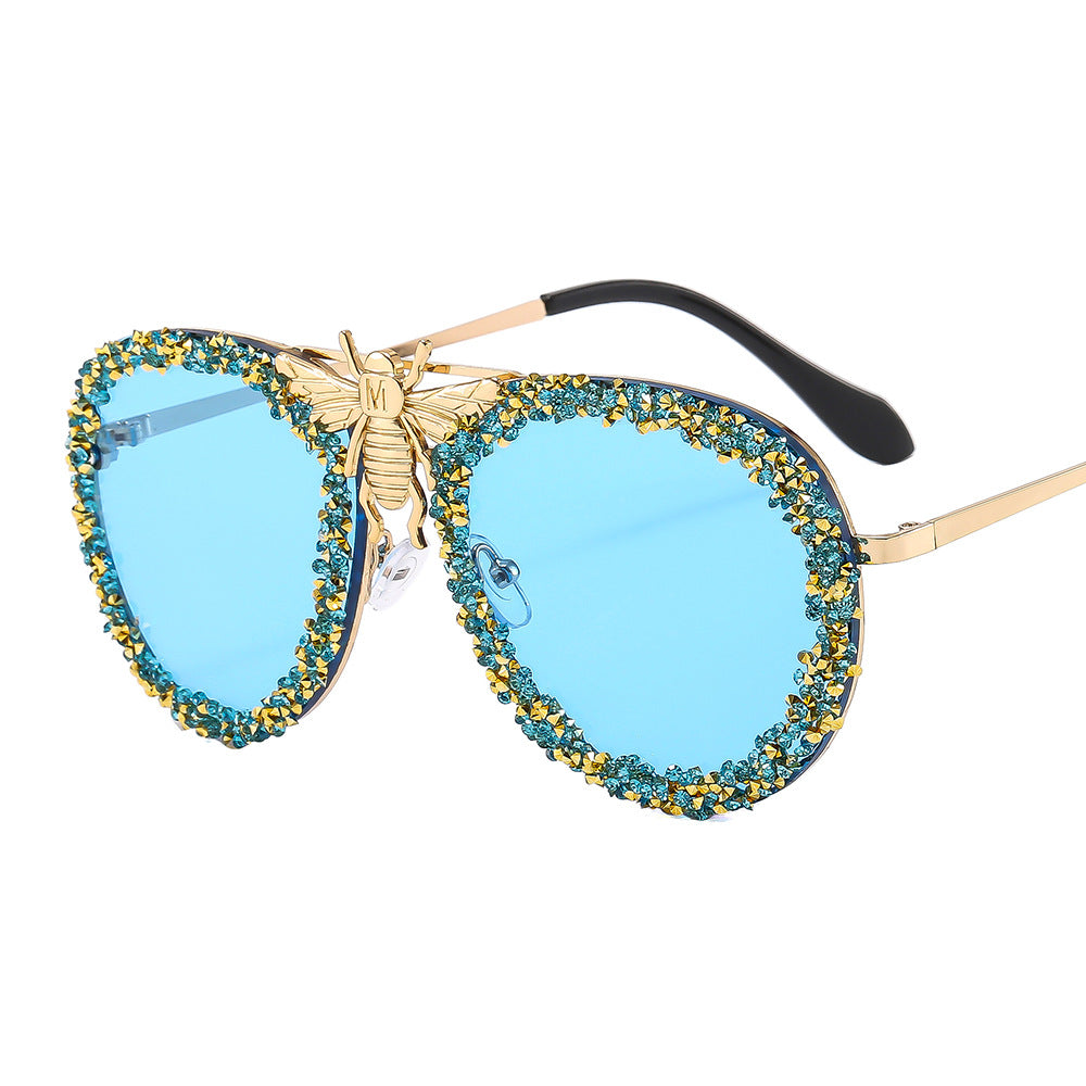 Bee Sunglasses Diamond Retro Metal - Sparkssy