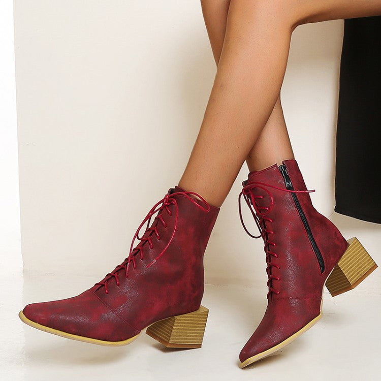 Savannah Lace-Up Ankle Boots - Sparkssy