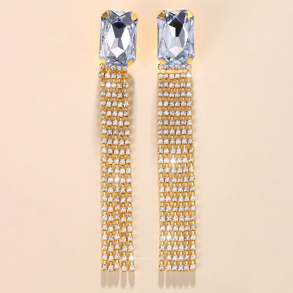 Cascading Crystal Tassel Earrings - Sparkssy