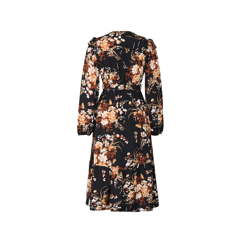 Women's European And American Printing Autumn Dress - Sparkssy